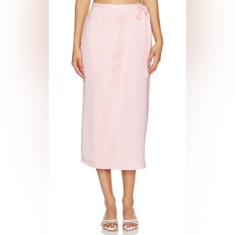 CIAO LUCIA KORA SATIN EMBROIDERED MIDI WRAP SKIRT IN BALLET SIZE 4/S *NWT*